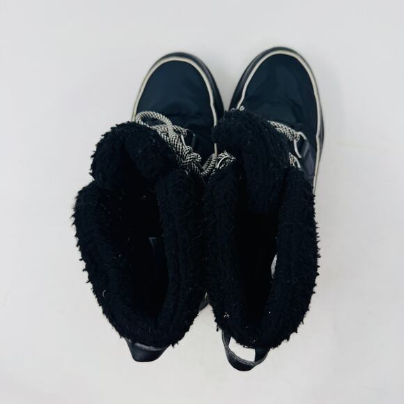 Sorel Black Winter Snow Boots Size 7.5 Lace Up Faux Fur Lined Waterproof - Picture 8 of 14